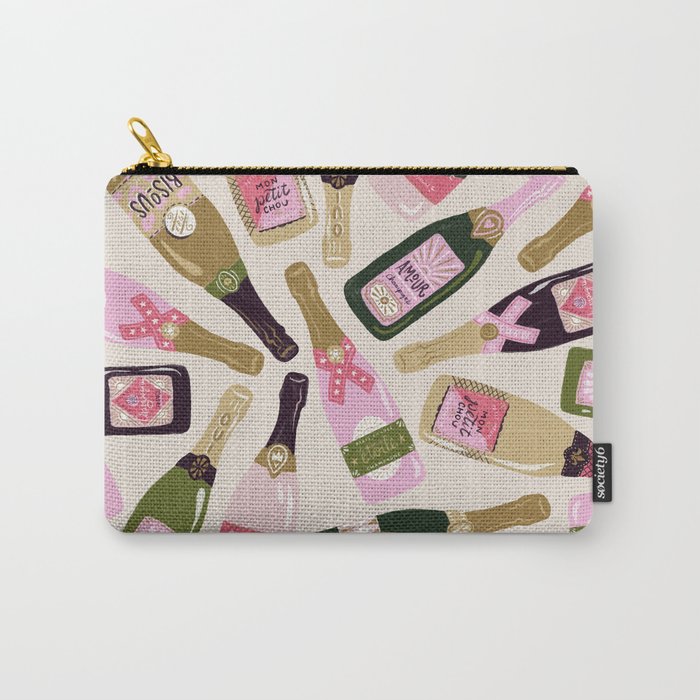 French Champagne Collection – Pink & Green Carry-All Pouch