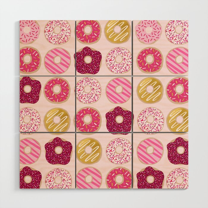 Pink Donuts Wood Wall Art