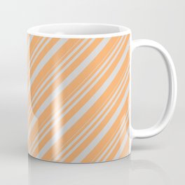 [ Thumbnail: Light Gray and Brown Colored Lines Pattern Coffee Mug ]