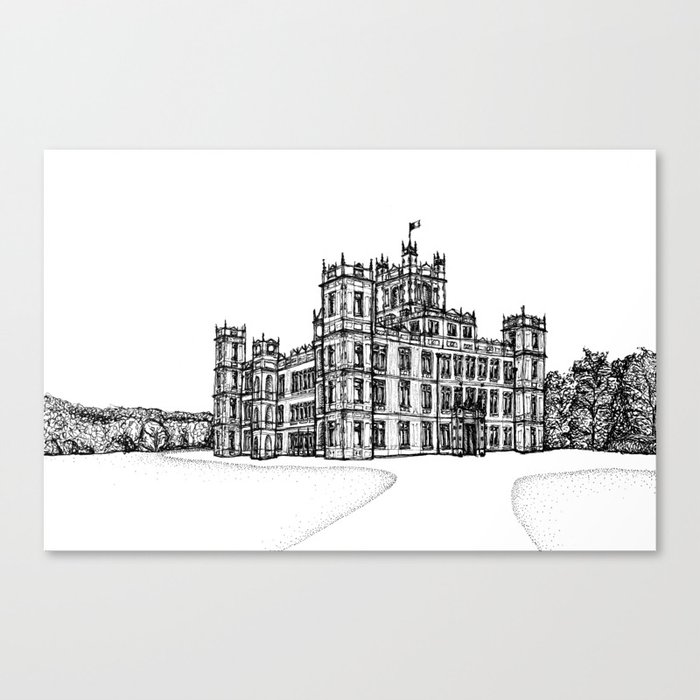 Highclere Castle- Architectural Illustration  Canvas Print