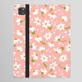 White daisies on a pink background iPad Folio Case