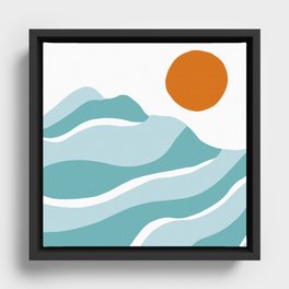 blue mountain sunset Framed Canvas