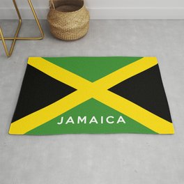 Jamaica country flag name text Rug