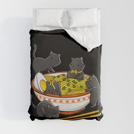 Kawaii Anime Cat Japanese Ramen Noodles Duvet Cover