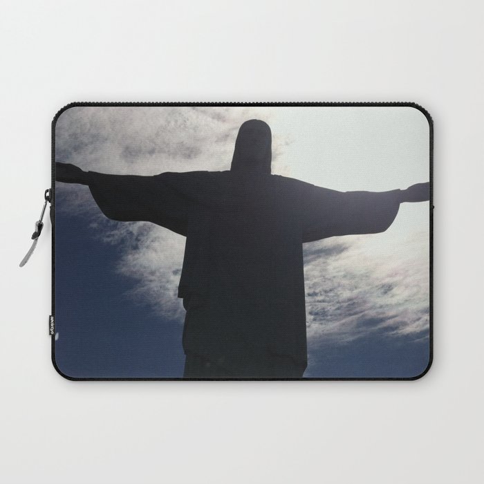 Brazil Photography - Christ The Redeemer Under The Cloudy Sky Laptop Sleeve