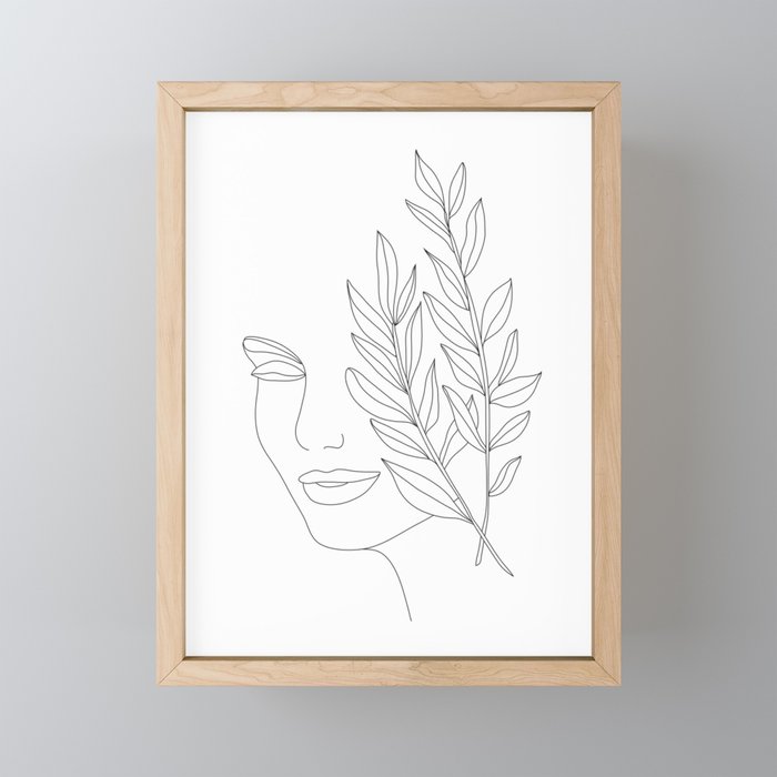 Minimal Line Art Woman Face Framed Mini Art Print By Nadja1 Society6,Aesthetic Simplistic Edgy Aesthetic Drawings Easy