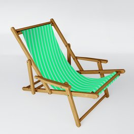 [ Thumbnail: Green & Powder Blue Colored Pattern of Stripes Sling Chair ]