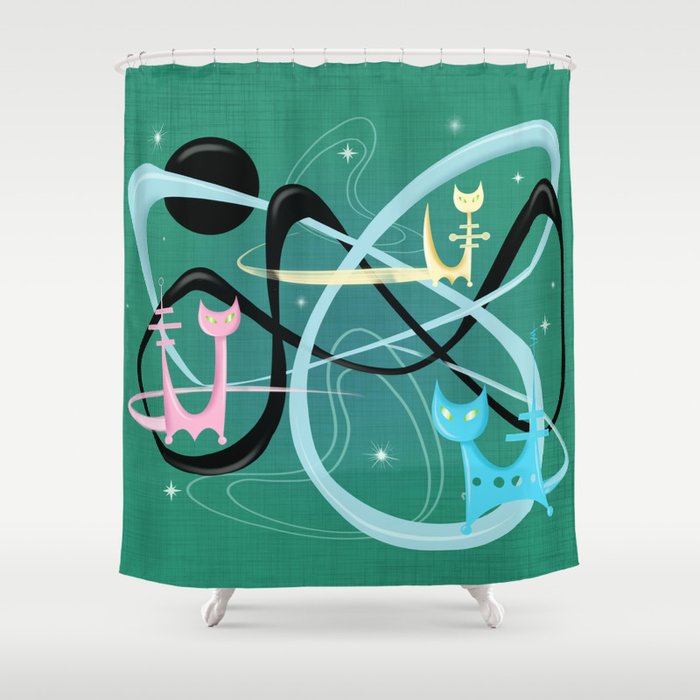Atomic Rocket Cats In Space Shower Curtain By Sunnybunny Society6 Atomic Rocket Cats In Space Shower Curtain