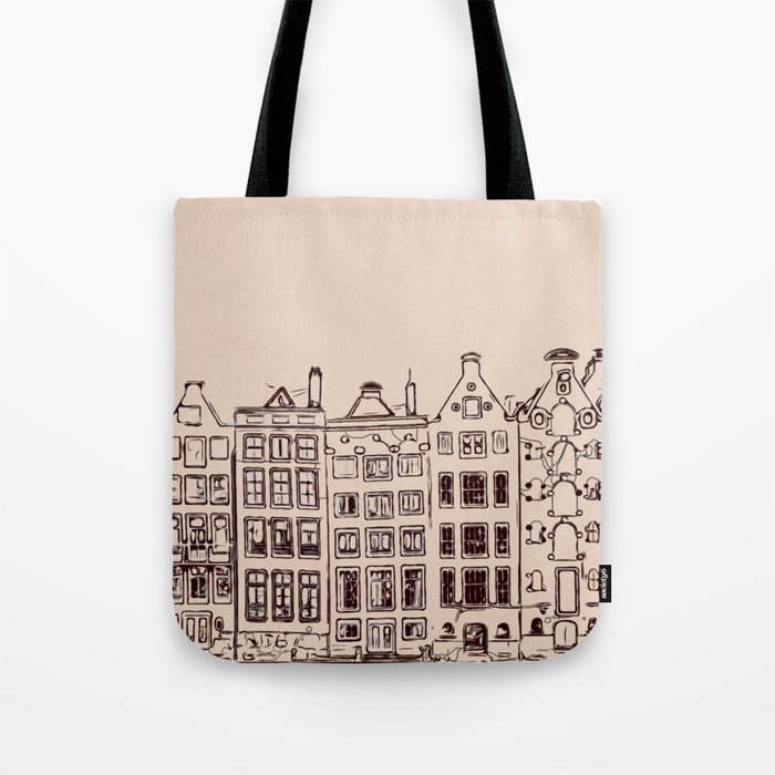 opgraven Het strand winter Canal house in Amsterdam, The Netherlands - City Tote Bag by The Art Kroep  | Society6