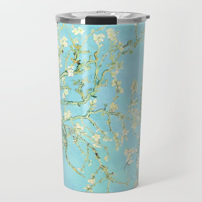 Vincent Van Gogh Almond Blossoms  Panel arT Aqua Seafoam Travel Mug