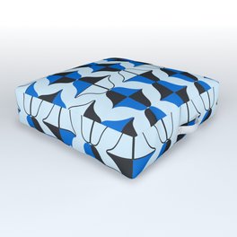 Whale Song Midcentury Arcs Blue Outdoor Floor Cushion
