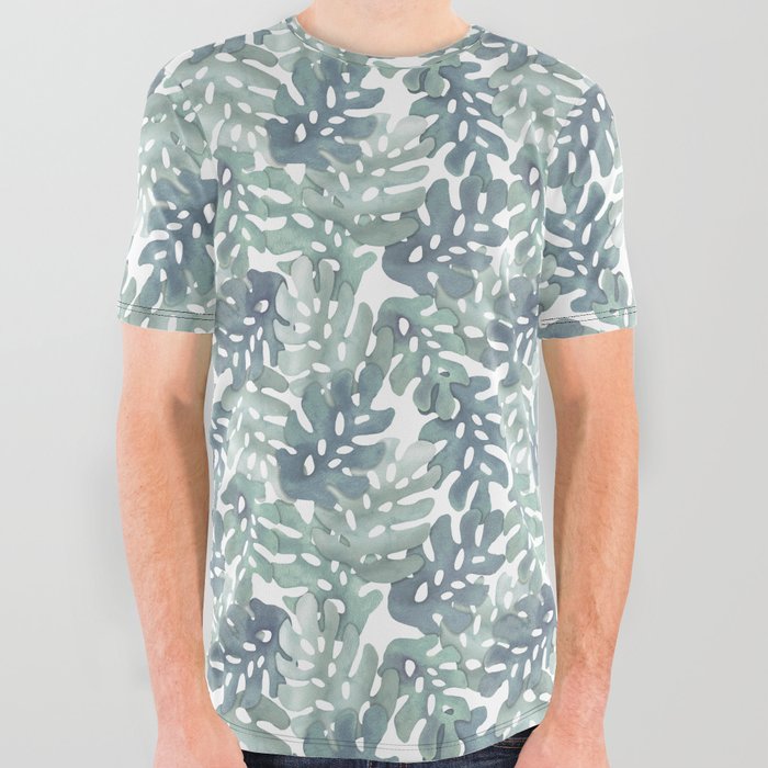 Muted Monstera 01 All Over Graphic Tee