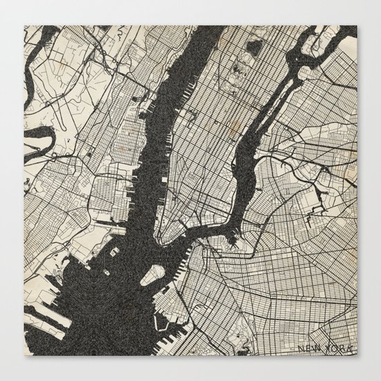 New York - Ink lines Canvas Print