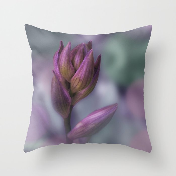 Hosta Flower Bud Purple And Green Throw Pillow