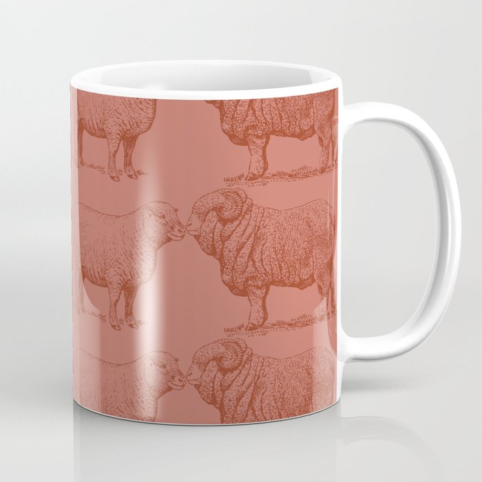Sheeps in terracota clay and blush pink. Feng shui for love. Coffee Mug