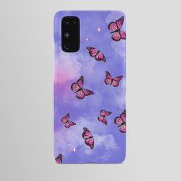 Pink Butterflies Purple Clouds Android Case