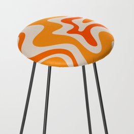 Retro Liquid Swirl Abstract Pattern in 70s Orange and Beige Counter Stool