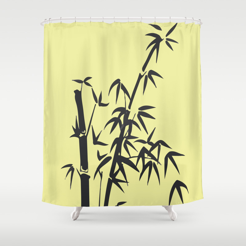 Bamboo Big Leaves Yellow Black Shower Curtain By Move Art Society6