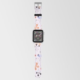 colourful fantasy flowers pastel pink red orange  Apple Watch Band