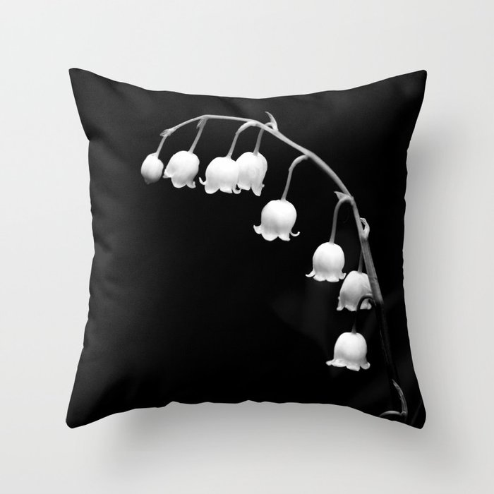 Only One White Flower on Black Background Black And White #decor #society6 #buyart Throw Pillow
