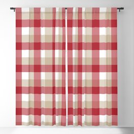 Gingham Plaid Pattern (red/tan/white) Blackout Curtain