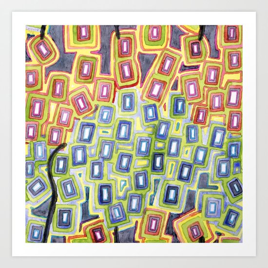 Pattern with few Restraining Black Lines Art Print