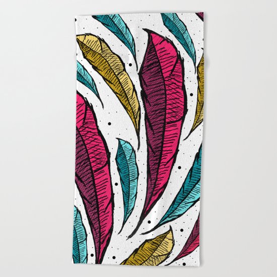 Feather Leaves Beach Towel