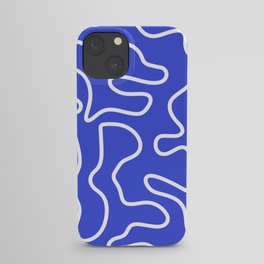 Squiggle Maze Abstract Minimalist Pattern in Electric Blue and White iPhone Case