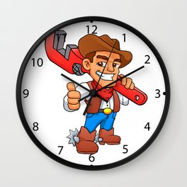 plumber cowboy Wall Clock