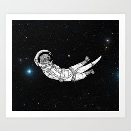 André Floating Around in Otter Space Art Print