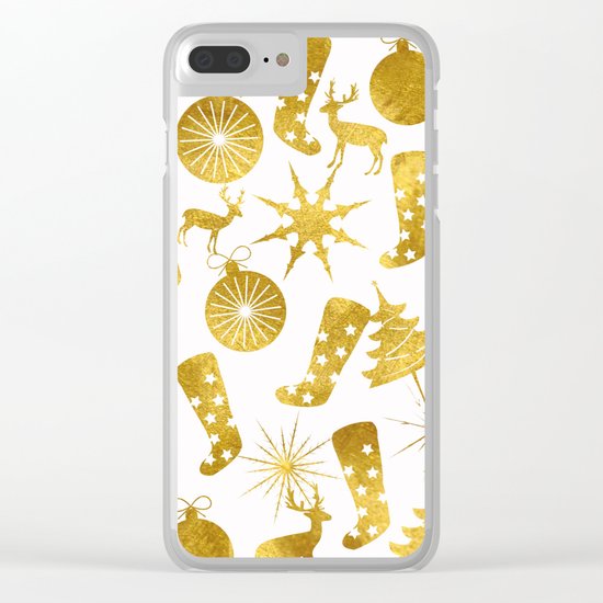 Gold Christmas 06 Clear iPhone Case