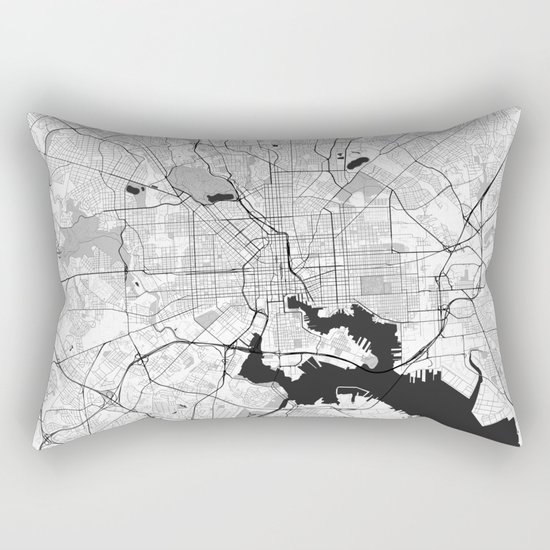 Baltimore Map Gray Rectangular Pillow