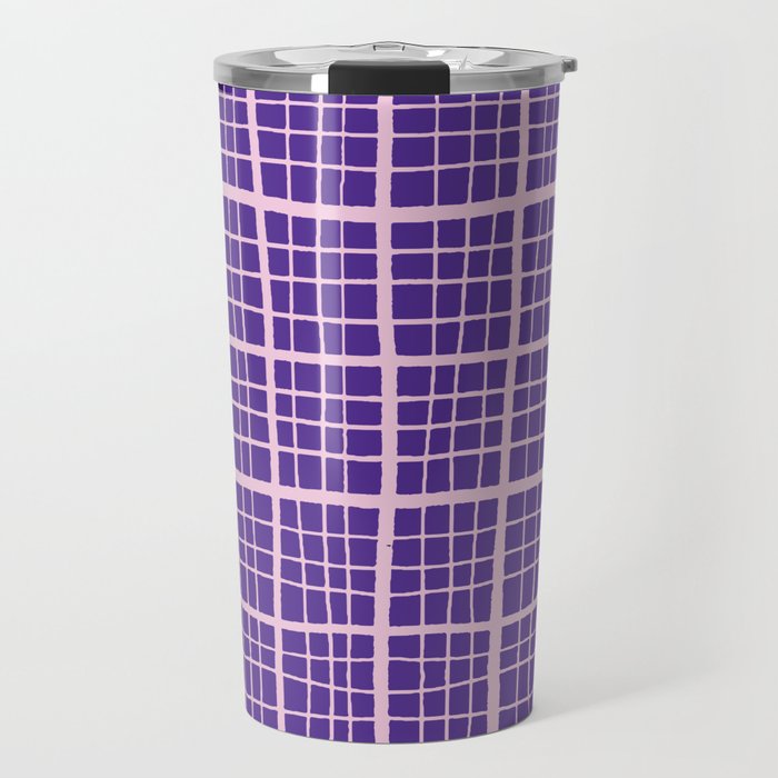 Pretty Pink and Purple Squares Graph Paper Travel Mug