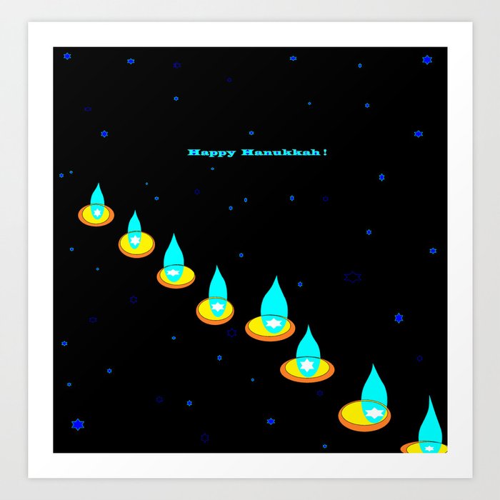Happy Hanukkah Chanukah Menorah In The Dark Art Print By Judysnyder007 Society6
