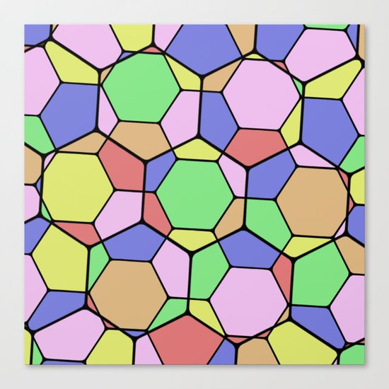 Stained Glass Tortoise Shell - Geometric, pastel, hexagon patterned artwork Canvas Print