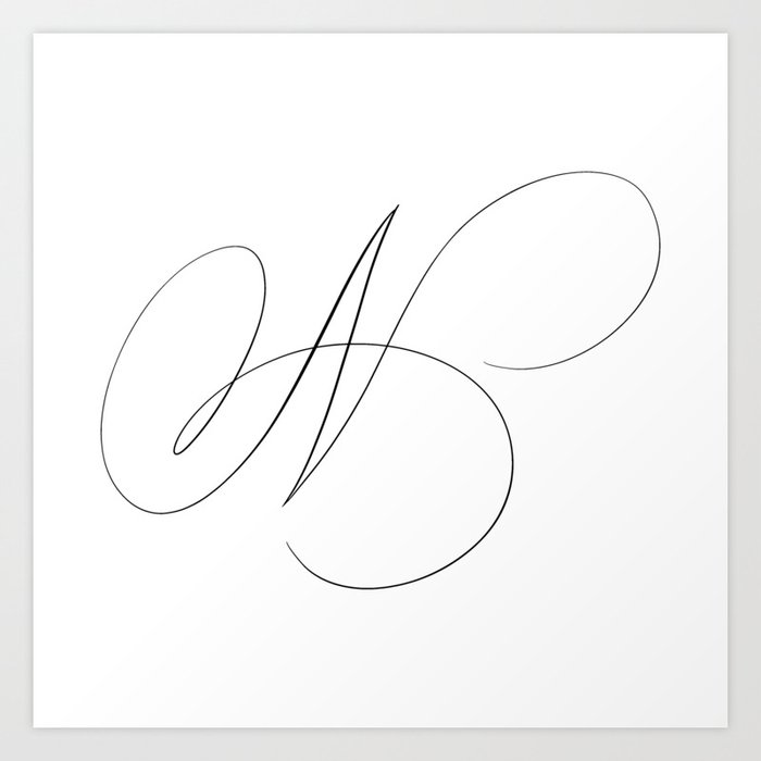 Letter N in Calligraphy. Calligraphed letter N. Handlettered N