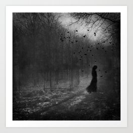 The Impossible Path - gothic woman dark art crows Art Print