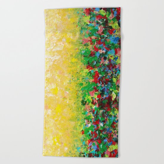 NATURE'S LIVING ROOM - Gorgeous Bright Bold Nature Wildflower Field Landscape Abstract Art New 2012 Beach Towel