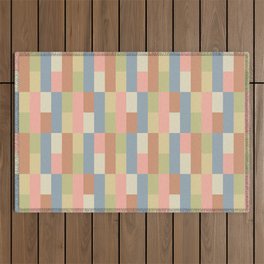 Modern Color Block Pastels Blue Pink Green Yellow Outdoor Rug