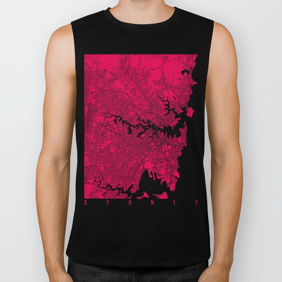 Sydney map raspberry Biker Tank