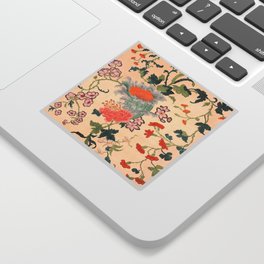 Chinoiserie Pink Floral Painted Silk Pattern Sticker