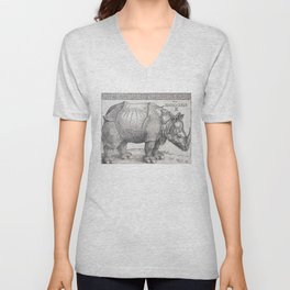 Dürer's Rhinoceros V Neck T Shirt