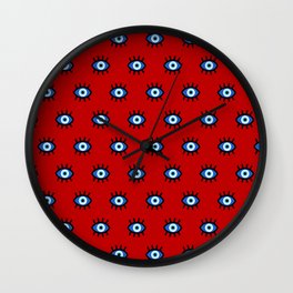 Evil Eye on Red Wall Clock