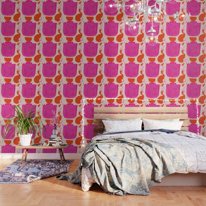Abstract in Hot Pink and Orange Wallpaper