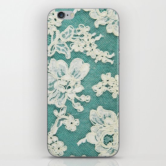 white lace - photo of vintage white lace iPhone & iPod Skin