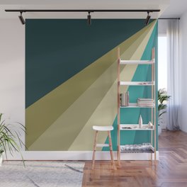 Green and blue diagonal retro stripes Wall Mural