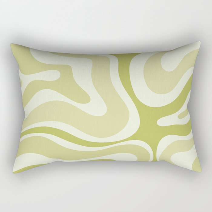 Modern Retro Liquid Swirl Abstract in Light Lime Avocado Green Tones Rectangular Pillow