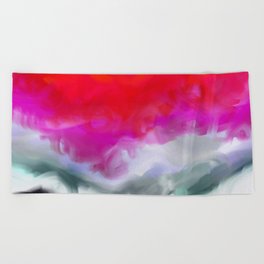 Abstract in Red, White and Purple Beach Towel
