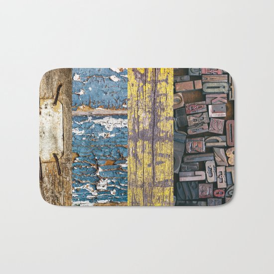 patchwork 5 wood Bath Mat