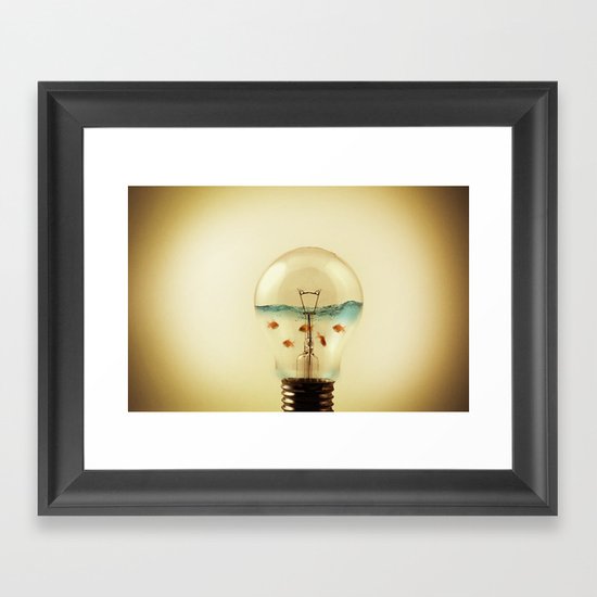 gold fish globe Framed Art Print